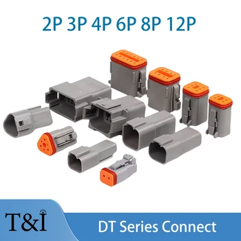 1/5/10Sets DT-ประเภท 2P/3P/4P/6P/8P 22-16AWG Waterproof ไฟสาย Deutsch แก้ไขลวดลายจุดเชื่อมต่อ stencils ปลั๊กออกคิท DT06-2S DT04-2P สำหรับรถ DT04-3P