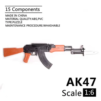 1 ใน 6 AK47 นไรเฟิลเพื่อจู่โจ 1/6 ประกอบปืนนางแบบชุมนุพลาสติกอาวุธสำหรับทหารทหารตึกบล็อกของเล่น