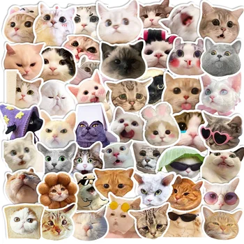 10/30/50Pcs ตลกแมวหัว Stickers สำหรับกระเป๋าเดินทางแล็ปท็อปสเก็ตบอร์ดกระเป๋าเดินทางโทรศัพท์รถ Styling DIY Decal Pegatinas