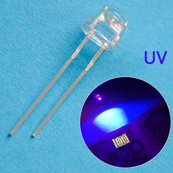 100Pcs 5mm ลักฐานชี้ว่าเราจับฆาตกรหมวก Diode นำ 3V UV สีม่วงน้ำล้างสุดยอด Brights กว้างมุมมองเจ้าตะเกียบรรยากาศ Diodes โดยตรงการแทรกแทรง