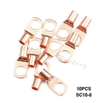 10Pcs ซ่อน Tinned ทองแดงเคเบิลทีวีของแหวน Lugs แบตเตอเปล่า Terminals ตั้ง SC10-8 เห็นทองแดงจมูก Crimper สายแก้ไขลวดลายจุดเชื่อมต่อ stencils คิท