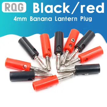 10pcs เสียงลำโพงช่างหัวกล้วยทองป้ายทะเบีย Plugs Connectors 4mm ในหุ้นของสีดำแดง
