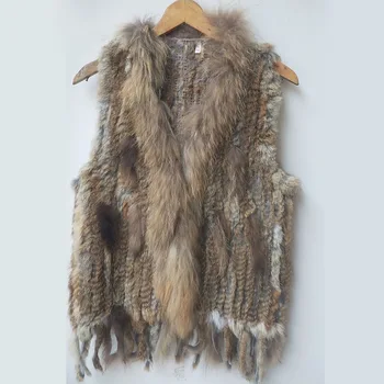 2022 Knitted แท้จริงขนกระต่ายเสื้อเกราะผู้หญิงแฟชั่นจริงของเสื้อขนสัตว์กับ Tassel สำหรับผู้หญิง Sleeveless ฤดูใบไม้ร่วงขนสัตว์ Gilets หญิง