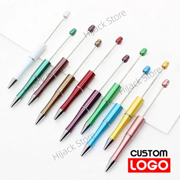 5/10Pcs Ballpoint ปากกาเม็ DIY โลโก้ที่กำหนดชื่อขอปากกาพลาสติก Beadable เม็ดปากกาโรงเรียนงานเขียนเสบียงของขวัญแต่งงาน