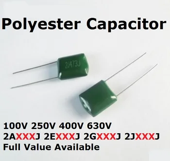 50PCS 100V 2A682J 2A822J 2A272J 2A332J 2A392J 2A472J 2A562J Polyester Capacitor 100V 4.7/5.6/6.8/8.2/0.00/2.7/3.3/3.9/NF/UF