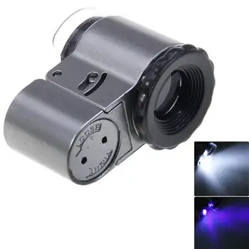50X กระเป๋าเครื่องประดับกล้องจุลทรรศน์แว่นขยาย Loupe แว่นขยายมั้ยกับ 2 คนขาวนำแสงและ 1 UV นำแสงสว่าง