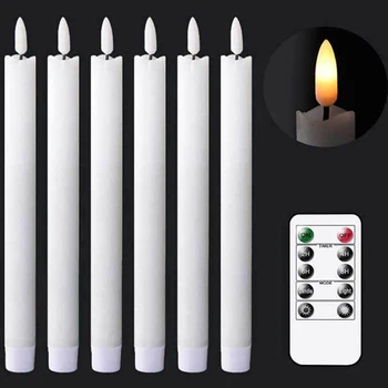 6pcs นำ Flameless เทปเทียน 10 นิ้วแบตเตอรี่ผ่าตัด Flickering Candlesticks ไฟฟ้าเทียนโคมไฟสำหรับงานแต่งงานกลับบ้านแต่การตกแต่ง