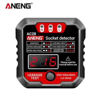 ANENG AC28 จากซ็อกเกต Tester LCD ดิจิตอลดการแสดงทดสอบพลังงานจากซ็อกเกตสหรัฐอเมริกา/EU ปลั๊กออก 50Hz/60Hz สำหรับการทดสอบพลังงานจากซ็อกเกต/Leakage Switches