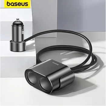 Baseus บุหรี่ไฟแช็กองตัวแบ่ 95W ทั้งคู่พอร์ต USB รถถชาร์จเจอร์อะแดปเตอร์สำหรับโทรศัพท์แดชบกล้องตั้งข้อหา