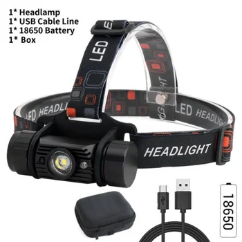 BORUiT IR ตัวตรวจจับตกปลา Headlamp Induction ไฟฉายพอร์ต USB Name Headlight Waterproof ไปตั้งแคมป์มหัวคบเพลิง 18650 แบตเตอรี่