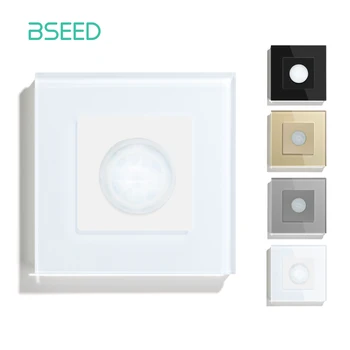 BSEED PIR อินฟาเรดการเคลื่อนไหวร่างกายตัวตรวจจับเปลี่ยนตัวตรวจจับการเคลื่อนไหวกระจกเครื่องยนตร์ขัดผนังถูกเมานท์อยู่ Switches EU มาตรฐานนำแสงสว่าง Switches