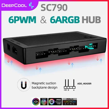 DeepCool SC7905V 3pin ARGB เปิแม่เหล็กดึงดูดใจอย่างนึงฮับเล็กน้อ PWMCOMMENT 4pin 1to6 องตัวแบ่ PWMCOMMENT SATA ควบคุมการใช้พลังงานเชื่อมต่อ Motherboard
