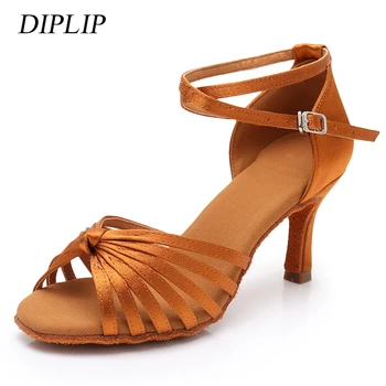 DIPLIP ใหม่ภาษาละตินเต้นรองเท้าสำหรับผู้หญิงผู้หญิงแทงโก้กินซัลซ่า Ballroom เต้นส้นสูงอ่อนรองเท้าเต้นรำ 5/7cm Ballroom เต้นรองเท้า