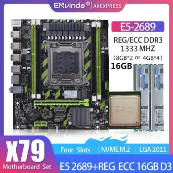ENVINDA X79 Motherboard ตั้ง LGA 2011 กับ Xeon E52689 นหน่วยประมวลผล 8GB*2=16GB ข้อบังคั ECC ความทรงจำ DDR3 แพ PC31333Mhz ในเกมพิวเตอร์ Placa x79g