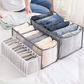 Foldable ห้องเก็บขอ Organizers ลิ้นชักตู้เสื้อผ้า Divider กล่องสำหรับถุงเท้ากางเกงยีนส์ทรงเสื้อผ้าเสื้อผ้าห้องเก็บกางเกงใน Organizers ตั้งค่า