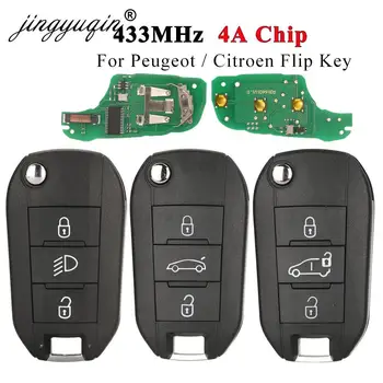 jingyuqin 433MHz 4A HITAG AES ชิพพลิกภาพทางไกลรถตู้รถกลับด้านกุญแจสำหรับผู้เชี่ยวชาญด้านเปอร์โยต์ 30830082016+Citroen C4 Cactus 2014+HU83