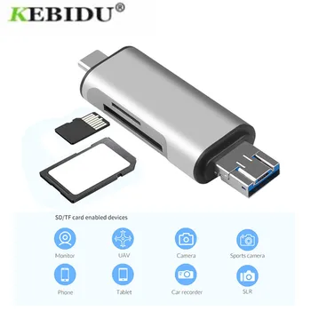 Kebidu แบบเคลื่อนย้ายได้ 5 ใน 1 OTG พิมพ์ C ตัวอ่านการ์ดพอร์ต USB 2.0 บนพอร์ต USB เป็นโครพอร์ต USB คอมโบเพื่อ 2 ตำแหน่ง TF SD การ์ดสำหรับ\n smartphone พิวเตอร์เร็วการถ่ายโอน