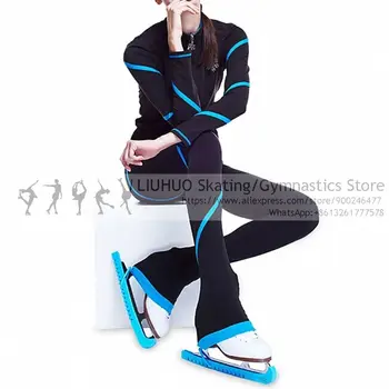 LIUHUO คิดเล่นคารากางเกงในเสื้อผู้หญิงฟ้าสีชมพูเล่นคารา Practise ผู้หญิง Skiing ไอซ์สเกตกางเกงสำหรับการฝึกสูท