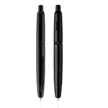 MAJOHN A1 กดน้ำพุปากกา Retractable EF Nib 0.4 อืมโลหะด้านสีดำเขียปากกาหมึกกับ Converter ออฟฟิศอุปกรณ์การเรียน