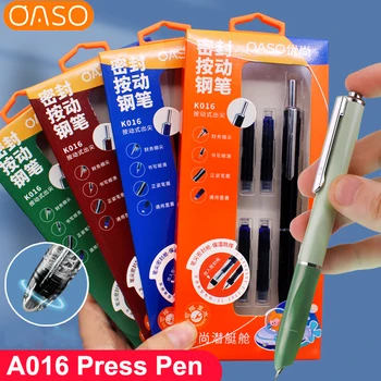 OASO A016 ถูกปกปิดไว้กดน้ำพุปากกาอัตโนมัติดนักเรียนงานเขียนปากกา Calligraphy 0.5 อืมห้องทำงา Replaceable ตลับหมึกหมึกของขวัญ