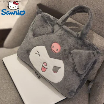 Sanrio Kuromi Cinnamoroll น่ารักค็อตตอนการ์ตูนปักแบบเคลื่อนย้ายได้ 15.6 ใน 14in 16.1 อคอมพิวเตอร์โน๊ตบุ๊คอยู่ในกระเป๋าชุ่มกระเป๋านักเรียนกระเป๋าเอกสาร