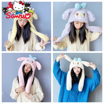 Sanrio Kuromi ฮัลโหลคิตตี้ผู้หญิงหมวกของผ้าพันคอตั้งทั้งหมดในหนึ่งฟังท่วงทำนอง Cinnamoroll หู-เคลื่อนสำหรับเด็กผู้หญิงฤดูหนาวหมวกของขวัญคริสต์มาส