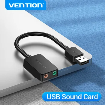 Vention เสียงการ์ดพอร์ต USB ที่ 3.5 อืมเสียงส่วนติดต่ออะแดปเตอร์เว็บเบราว์เซอร์ภายนอกเสียงนามบัตรสำหรับพิวเตอร์แล็ปท็อป PS4 Headset ไมโครโฟนแบบ USB เสียงนามบัตร