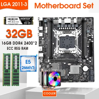 X99 Motherboard คิทกับ Xeon E52666 V3 LGA2011-3 ตัวประมวลผลหลัก 2pcs X 16GB=32GB 2400MHz DDR4 แพงความทรงจำ 256GB NVME เอ็ม 2 SSD เจ๋งตั้งค่า