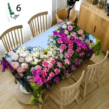 กุหลาบดอกไม้ต้นไม้ 3 มิติโต๊ะปกปิดสี่เหลี่ยมโต๊ะเสื้อผ้า Waterproof ปกปิดโต๊ะสำหรับงานปาร์ตี้กลับบ้านห้องครัว