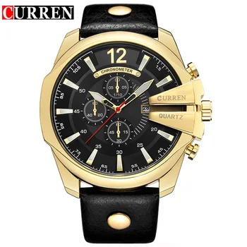 คนดู 2019 CURREN คนเป็นควอทซ์ Wristwatches ชายนาฬิกาบแบรนด์ที่หรูหรา Reloj Hombres เครื่องหนังนาฬิกาข้อมือนกับปฏิทิน