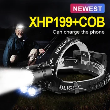 คนใหม่ของ XHP1992COB ทรงพลังนำ Headlamp XHP160 สูงพลังงานหัวไฟฉาย Name หัวโคมไฟแสงสว่าง Headlight 18650 ตะเกียงเนี่ย
