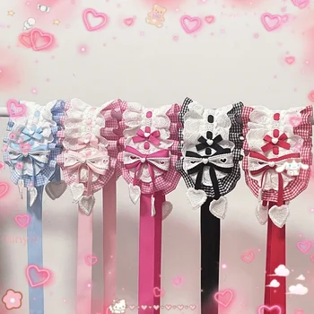 ดั้งเดิม Lolita Plaid หัวใจ-รูปร่างลูกไม้ผมวงดนตรีน่ารัก Harajuku วา Headwear