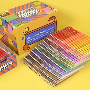 ดินสอสำหรับดินสอรูปลูกๆขวางดินสอรูปกล่องอุปกรณ์มืออาชีพวาดอ่อนของขวัญของสี 520pcs น้ำมันงานศิลปะตั้งค่าสี
