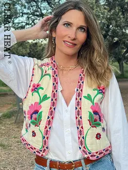 ด์วินเทจดอกไม้ Embroidery เสื้อกั๊กผู้หญิงวีนคอ Sleeveless เสื้อไหมพรมเสื้อชู 2023 หน้าร้อนแฟชั่นผู้หญิงสูงถนนท็อปส์ซู