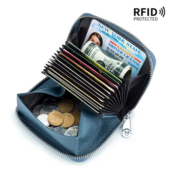ผู้หญิงคนใหม่กระเป๋าเงินหาเสียงผู้หญิงจริงใจหนัง RFID Purses แฟชั่นเหรียญกระเป๋าบัตรเจ้าของแข็งชุ่มกระเป๋าใหญ่ความจุกระเป๋าเงิน