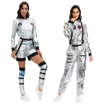 ผู้หญิงทั้งนักบินอวกาศชุดหมีเสื้อผ้าใหญ่เงินเอเลี่ยน Spaceman Pilots ชุด
