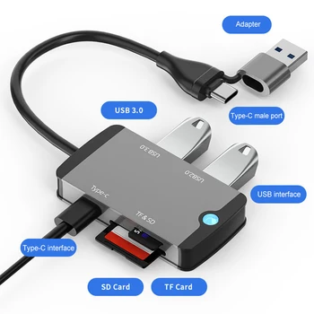 พอร์ต USB C ฮับ OTG SD การ์ดเครื่องมืออ่านแฟลชไดร์ฟฉลาดความทรงจำบัตรเครื่องมืออ่าน Multiport กับ SD TF ท่าเรือสำหรับ Macbook คอมพิวเตอร์เครื่องประดับ