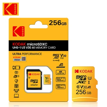 ฟิล์ม kodak โคร SD การ์ด U3 V30256GB 128GB SDXC ความจำแฟลชการ์ด Cl0 U34K ล้องที่มีความคมชัดสูงนะ cartao เดอ Memoria โคร SD TF บัตรงกับ SD อะแดปเตอร์