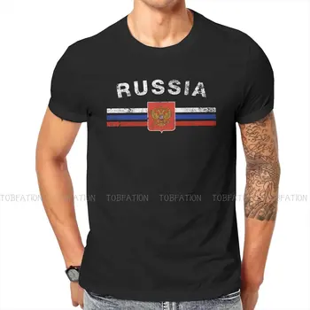 ภาษารัสเซีย Emblem รัสเซียกธงทีเสื้อคลาสสิคกราฟิคุณภาพสูง Tshirt ปล่อย Crewneck สั้นที่แขน