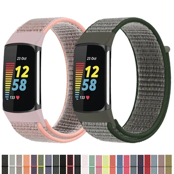 รัดเข็มสำหรับ Fitbit ข้อ 5 คนฉลาดระวังเครื่องประดับกีฬาสายไนลอนเรื่องสร้อยข้อมือ Wristband Correa Pulsera สำหรับ fitbit ข้อ 5 อวงดนตรี