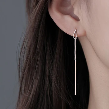 วางหูเส้นนานแขวนต่างหูสำหรับผู้หญิงเงินทองสี Zircon คริสตัลวิงๆ Threader Earing หูเครื่องประดับเครื่องเพชร