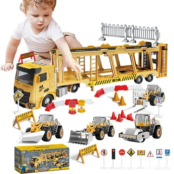 วิศวกรรม Bulldozer เครก่อสร้างรถบรรทุกหอคอยออกแบบสำหรับเด็กเล่น Excavator งรถของรถตั้งค่าของเล่นสำหรับเด็ก