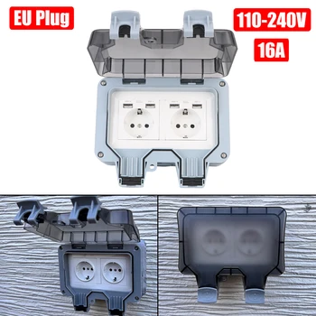 สอง EU จากซ็อกเกต IP66 Weatherproof สุนัขไม่มีสัญญาณกันขโมยและกำแพงพลังงานจากซ็อกเกตเพื่อกลับบ้าน&สวน 16A พลังงานป้อนเปลี่ยนจากซ็อกเกตกันพอร์ต USB ตั้งข้อหา