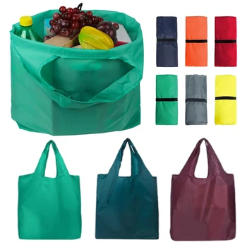 สีส Reusable Foldable ใหญ่โก้ถุงแบบเคลื่อนย้ายได้ไหล่กระเป๋าถืองตลาดซื้อของขอเก็บกระเป๋า Waterproof ซื้อของกระเป๋า