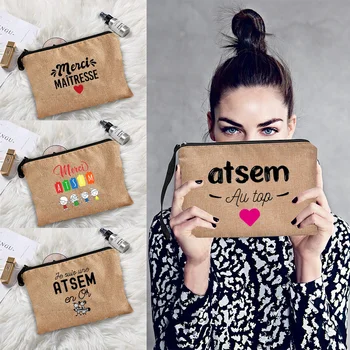 สุดยอด Atsem พิมพ์ Cosmetic ถุงปาร์ตี้สละโสดของการแต่งหน้ากระเป๋า Toiletries จัดการ Pouch Purses สุดยอด Atsem โรงเรียนกระเป๋าของขวัญ