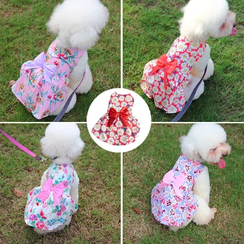 หลากสีธนูออกแบบสัตว์เลี้ยง Apparel หมาของชุดแมวลูกหมากกระโปรงหมาของเสื้อผ้าสำหรับเล็กสุนัขชุดไม้กวาดเจ้าหญิง Sleeveless Skirts