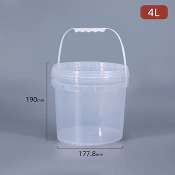 อาหารตอนเกรด 4L ว่างพลาสติกถั Polypropylene ร Packaging ตู้คอนเทนเนอร์ Leakproof สีขาวชัดเจน pail 1PCS