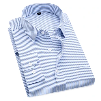 อีกอย่างขนาดเองจะ 8xl ทางการเสื้อสำหรับคน striped นาน sleeved ไม่ใช่เหล็กน้อยเหมาะกับชุดเสื้อของแข็ง Twill ระกันสังคมของชายคนเสื้อผ้า