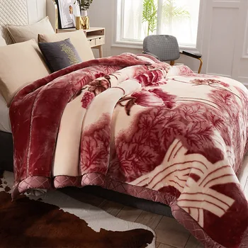 อ่อนอบอุ่น Weighted ผ้าห่มสำหรับเตียงฤดูหนาวสองชั้นปุย Faux ขนสัตว์เสมโย Thicken Fleece Quilts ผ้าห่ม