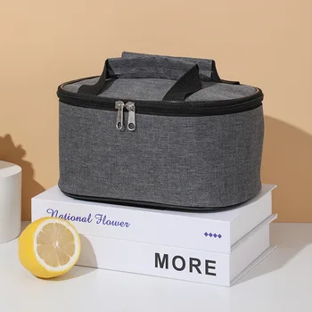เกรย์ Insulated มื้อเที่ยงกระเป๋าสำหรับเด็กผู้หญิงอาหารหรอกล่องเอาไว้จับภาพความร้อนที่เจ๋งแบบเคลื่อนย้ายได้ตู้เย็นกระเป๋าทำงานอาหารแบ่งออกไปปิคนิคกัห้องเก็บขอ Handbags